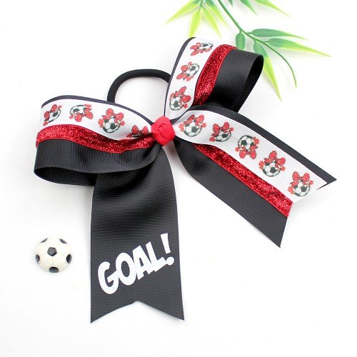 Soccer Game Cheer Glitter Ribbon Hair Bow Accessories