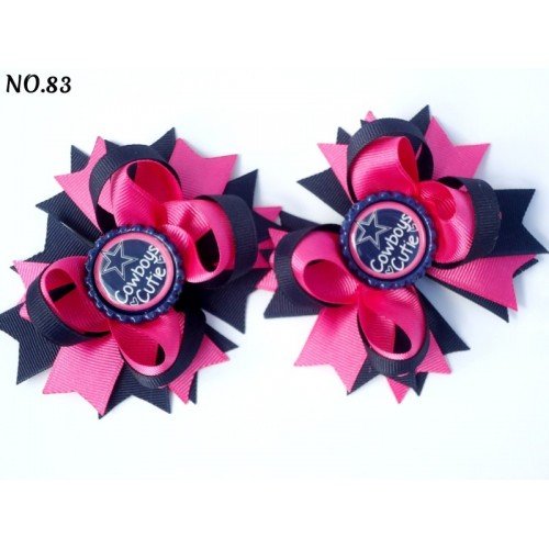 3.5inch  PigTail Hair Bow SET cfootball college team  NCAA