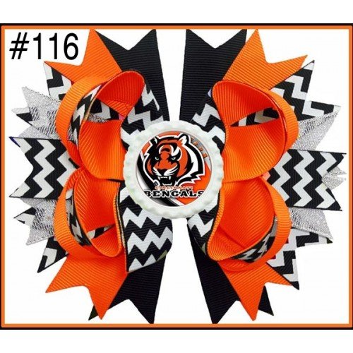  5inch football team stacked boutique bows