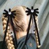 Girls Party Velvet Hair Tie with Rhinestone for Girls Princess Head Ornament Hair Tie Velvet Long Tail Sailor Hair Tie