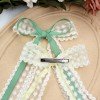 Girls Princess Lace Long Tail Sailor Bows Solid Color Lace Tassel Hair Clips for Girls Party Long Streamer Hair Bow Accessories