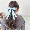 Solid Color Ruffled Tassel Long Tail Sailor Hair Bow Clip 