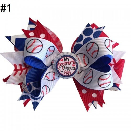 baseball hair bows Boutique sport team Hair Bow Hair clip for kids girl accessories