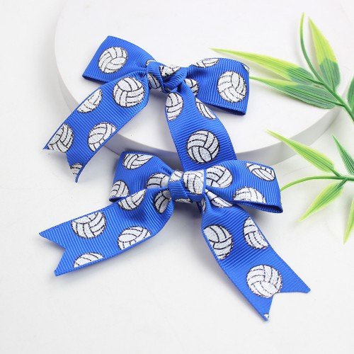 2pcs/pair Girls Sport Volleyball Baseball Rugby Football Glitter Hair Bows Kids Ballet Hair Clip Toddler Hair Accessories