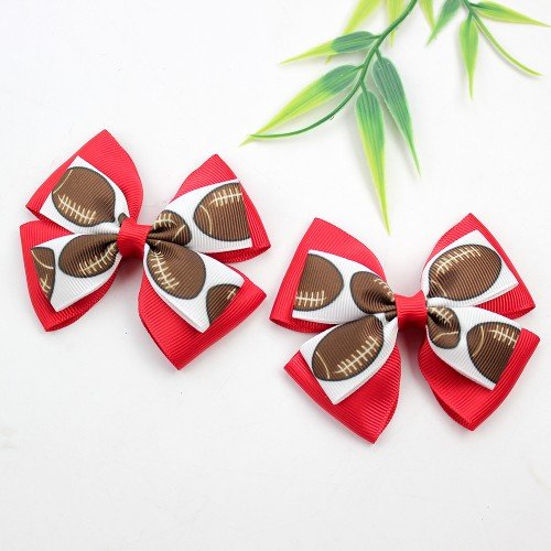 2pcs/set Football Hair Bows Sport Football Pigtail Clip Rugby Ream Hair Bow for Girls Kids Hair Bow Accessories
