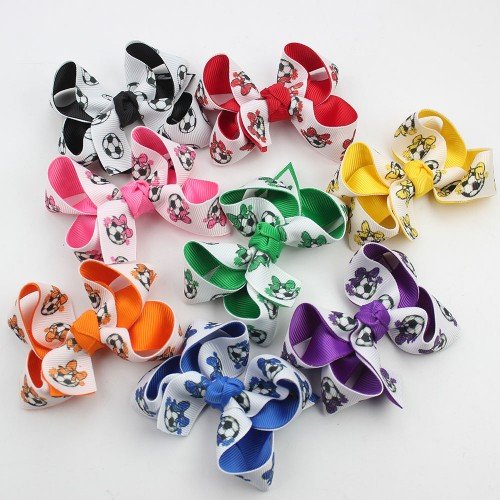 World Cup Soccer Hair Bow for Girls Soccer Themed Team Hair Bows for Fans Hair Accessories
