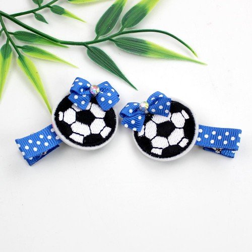 cute  soccer ball  embroidered  hair clips